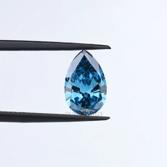 [Blue Pear Cut Loose Lab Diamond]-[Ouros Jewels]