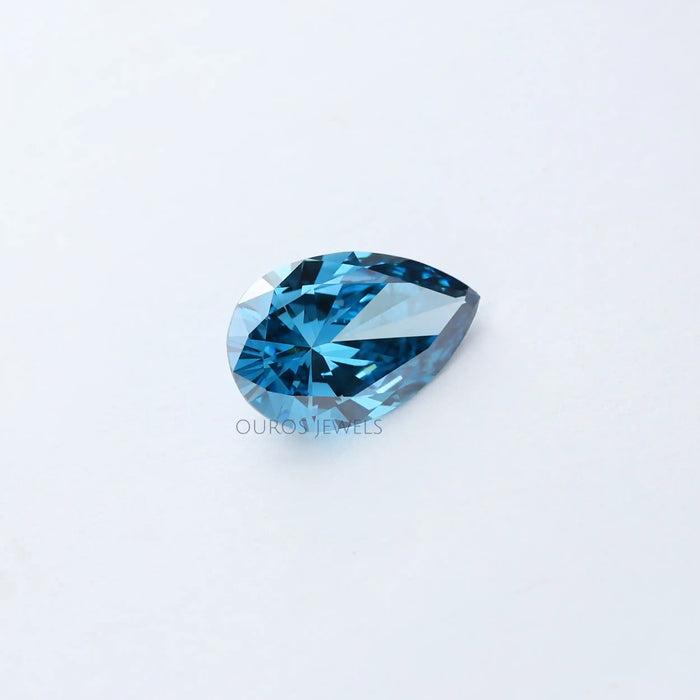 [Greenish Blue Pear Shaped Diamond]-[Ouros Jewels]