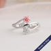 Fancy pink round cut bypass set lab grown diamond engagement ring in 14k white gold