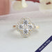 [Front view of halo engagement ring yellow gold, this floral diamond ring inspired by vintage style.]-[Ouros Jewels]