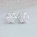 [Floral Style Round Cut Halo Stud Earrings]-[Ouros Jewels]
