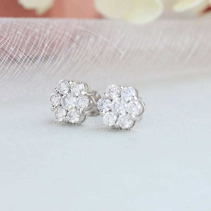 [Floral Round Stud Earring]-[Ouros Jewels]