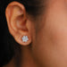 [Floral Style Round Cut Lab Diamond Halo Stud Earrings]-[Ouros Jewels]