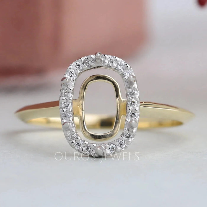 [Semi Mount Cushion Cut Engagement Ring]-[Ouros Jewels]