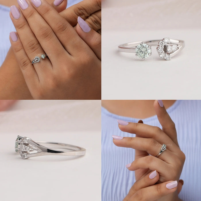 Collage of Round cut open cuff diamond wedding ring