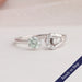 Green round lab grown diamond open cuff dainty engagement ring in 14k white gold