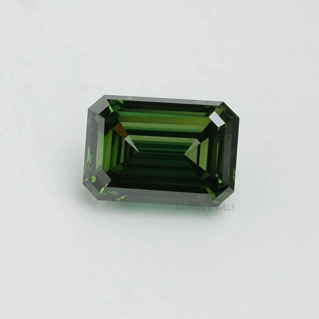 [1.14 Carat Green Emerald Cut Lab Grown Diamond]-[Ouros Jewels]