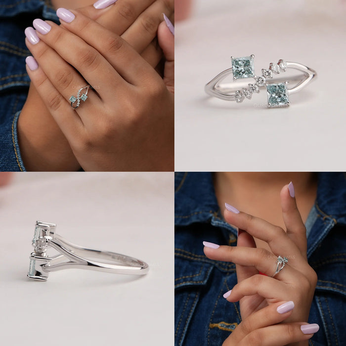 [Princess Shape Diamond Wedding Ring]-[Ouros Jewels]
