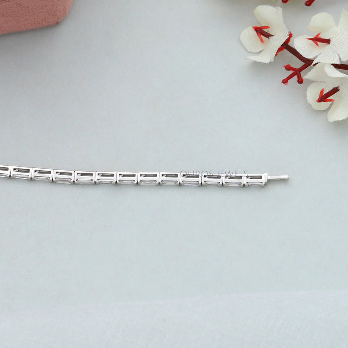 [Baguette Cut Diamond Bracelet For Women]-[Ouros Jewels]