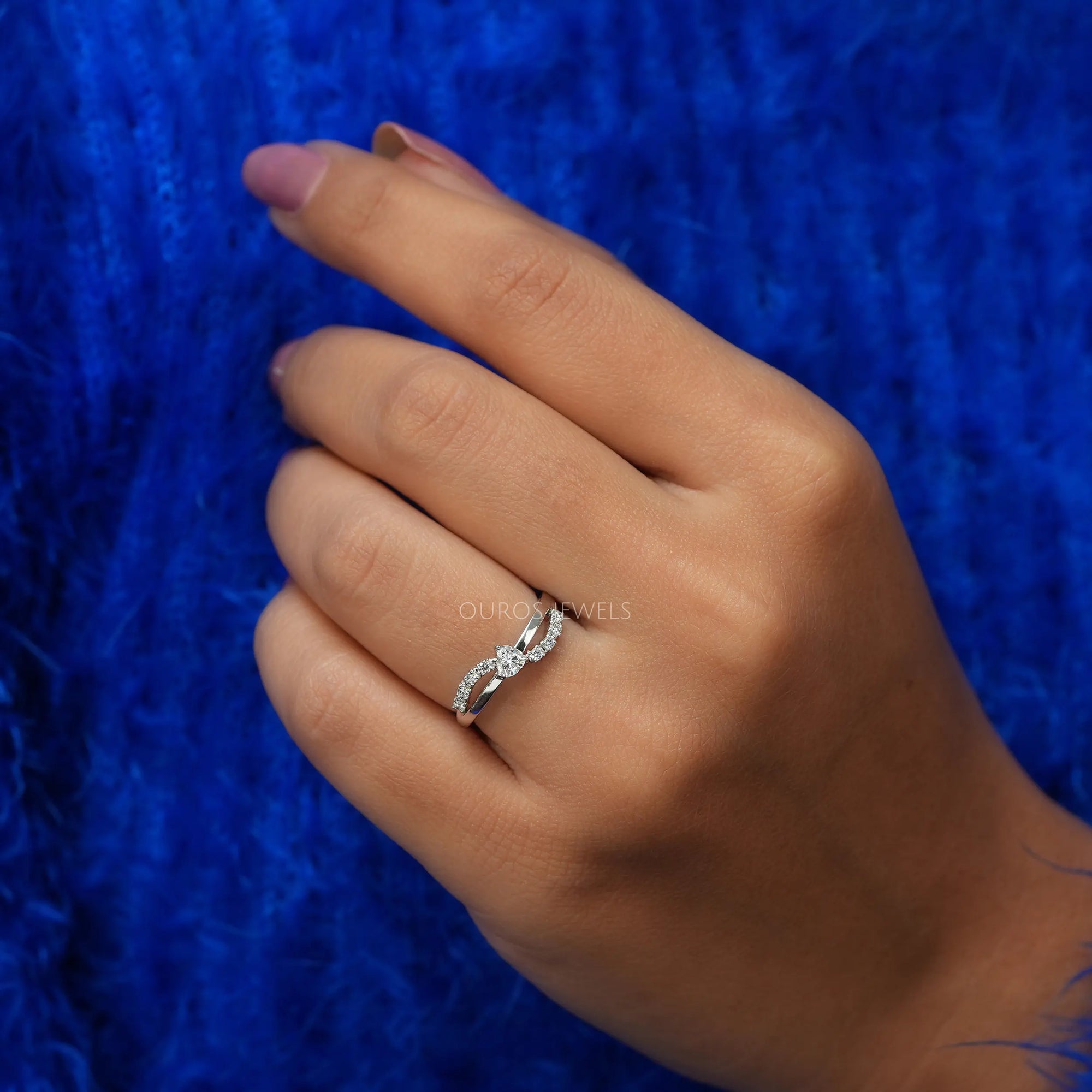 Heart Cut Solitaire Accent Engagement Ring