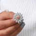  [Floral Style Pink Heart Shaped Diamond anniversary Ring]-[Ouors Jewels]