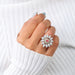 [Memorized Pink Heart Diamond Wedding Ring With Triple Halo Set]-[]
