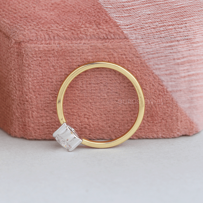 [18K Yellow Gold Engagement Ring With Heart Cut Lab Diamond]-[Ouros Jewels]