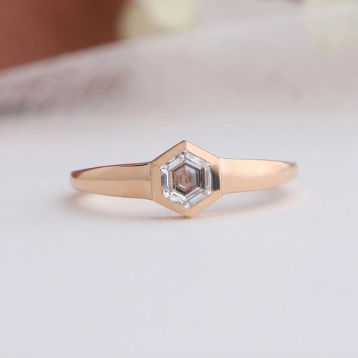 [Hexagone Cut Solitaire Diamond Ring]-[Ouros Jewels]