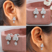 [Collage Of Different Views Of Hexagon And Step Cut Oval Diamond Women's Earrings]-[Ouros Jewels]
