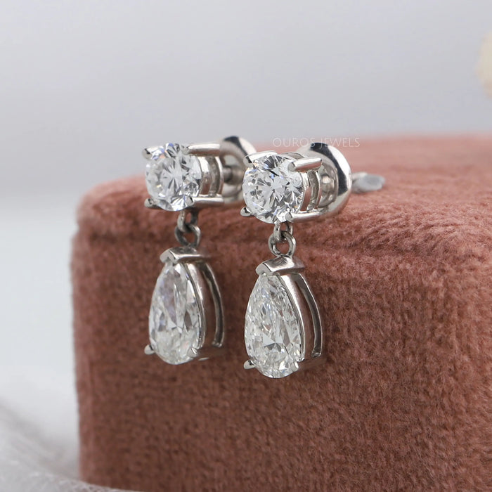 [Lab Diamond White Gold Dangle Earring]-[Ouros Jewels]