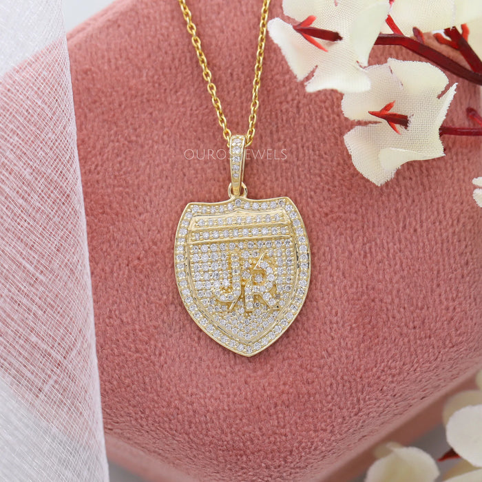[14K Gold Round Diamond Custom Pendant]-[Ouros Jewels]