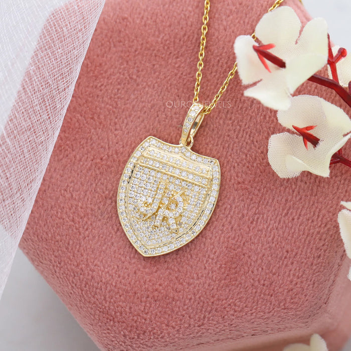 [Diamond Gold Custom Letter Pendant]-[Ouros Jewels]