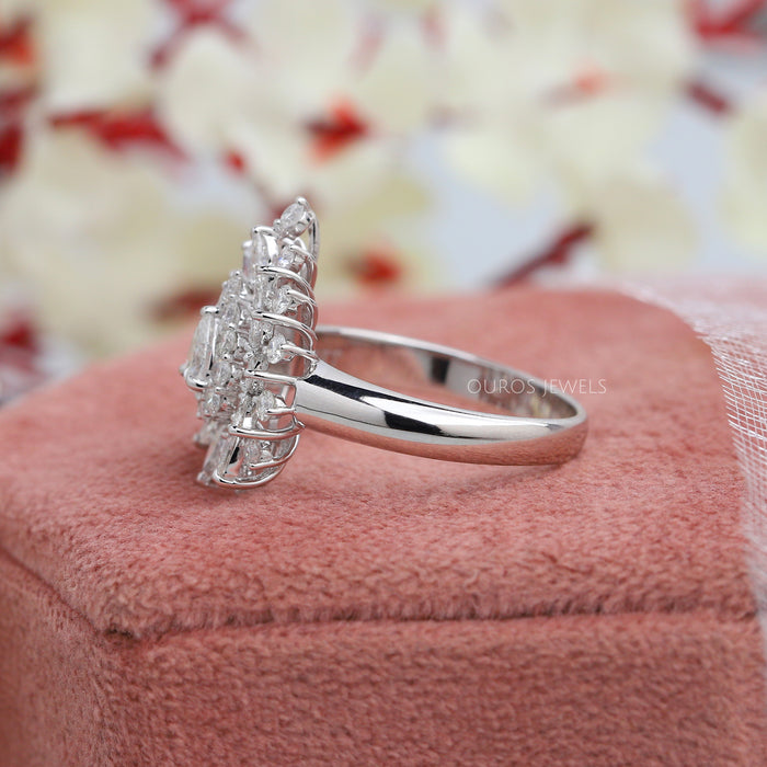 Pear And Round Double Halo Engagement Ring