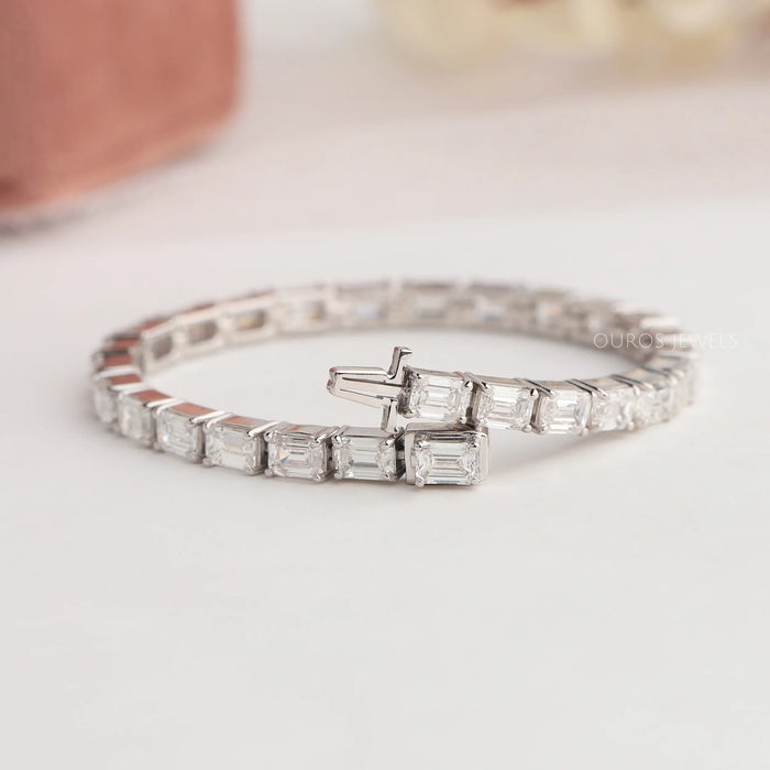 [Back View of Emerald Cut Tennis Bracelet]-[Ouros Jewels]