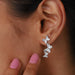 [A Women wearing Butterfly Diamond Drop Earrings]-[Ouros Jewels]