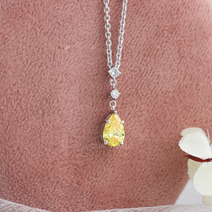 [Three Stone Man Made Diamond Pendant Gift]-[Ouros Jewels]