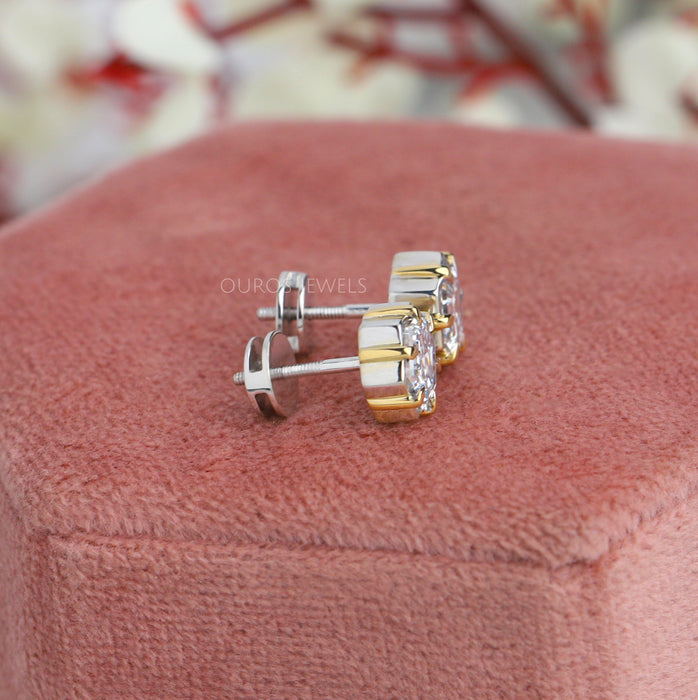 [Multi Hexagon Shape Stud Diamond Earrings For Women's Day Gift]-[Ouros Jewels]