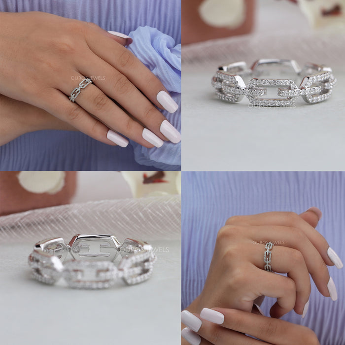 [Flexible Chain Link Diamond Ring]-[Ouros Jewels]