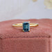 [4 Prong Set Blue Emerald Cut Diamond Solitaire Engagement Ring]-[Ouors Jewels] 