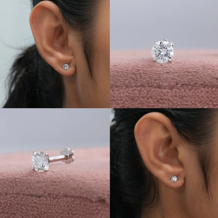 [Collage of Single Round Diamond Stud]-[Ouros Jewels]