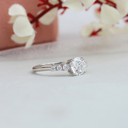 7 Stone Round Cut Solitaire Accent Engagement Ring Ring