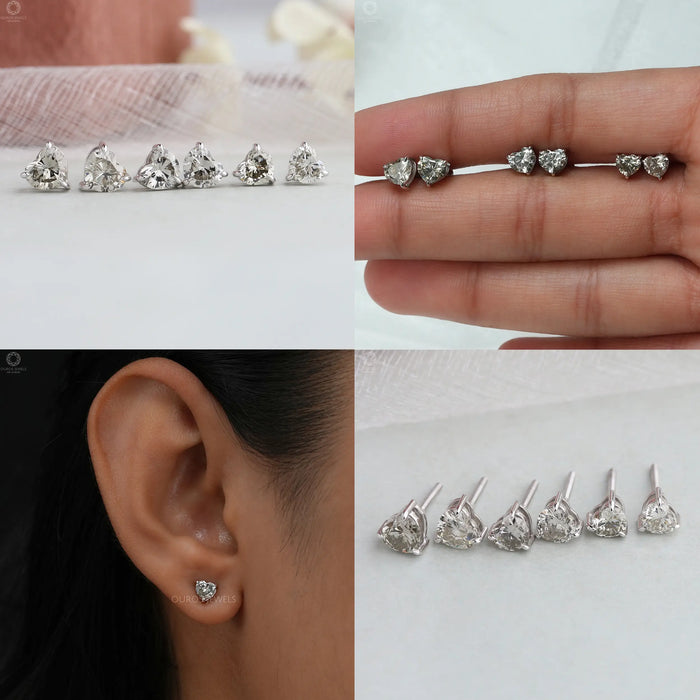 [Olive Heart Screw Back Stud Earrings For Her]-[Ouros Jewels]