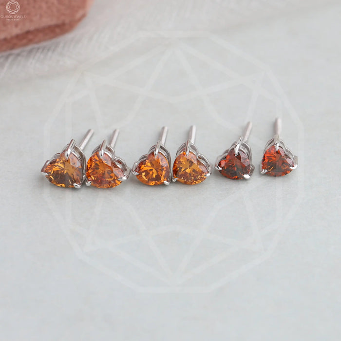 [Red Heart Lab Diamond Earring]-[Ouros Jewels]