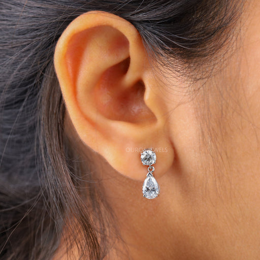 [In Ear Look Of Drop And Dangle Earrings In White Gold]-[Ouros Jewels]