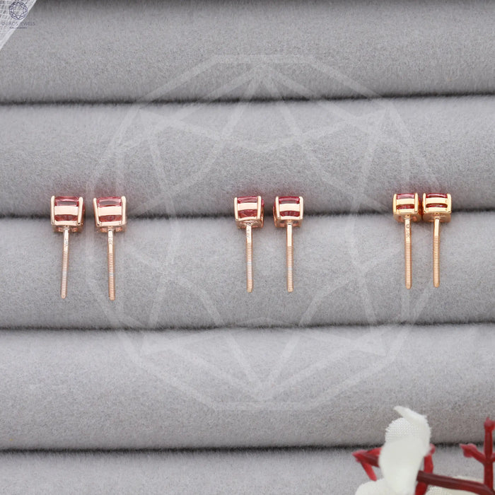 [Lab Diamond Rose Gold Stud Earrings]-[Ouros Jewels]