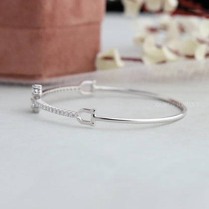 Flower Shape Pear Diamond Bangle Bracelet