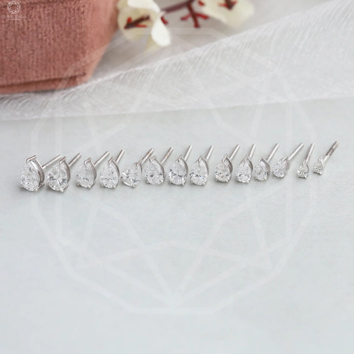 [Pear Cut Lab Created Diamond Earrings]-[Ouros Jewels]