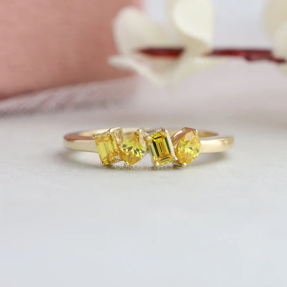Yellow Marquise And Emerald Diamond Ring