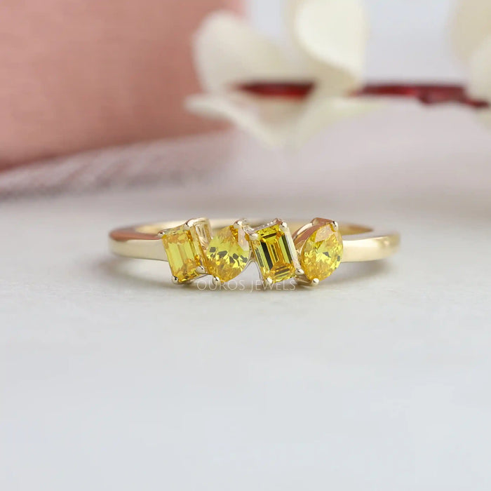 Yellow diamond wedding band with VS clarity eco-friendly diamonds