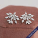 Marquise and pear lab grown diamond stud earring in 14k solid white gold