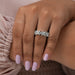 [A Women wearinh marquise and round diamond wedding band]-[Ouros Jewels]