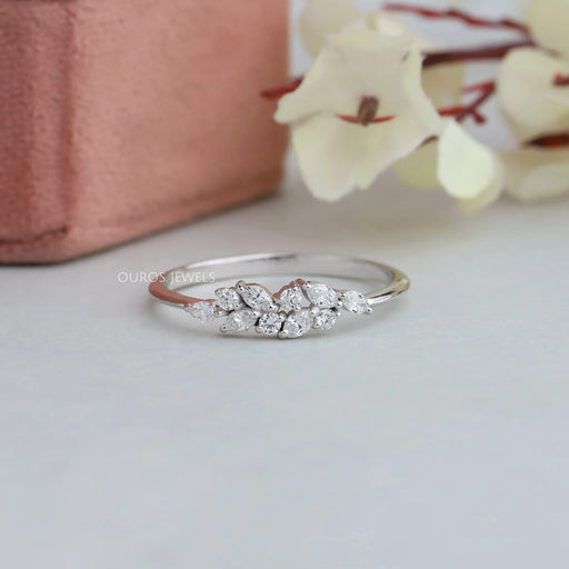 [Marquise And Round Diamond Dainty Ring]-[Ouros Jewels]