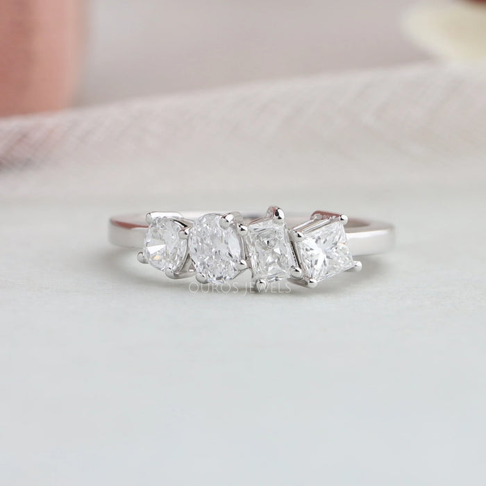4 stone diamond engagement ring with princess and radiant cut eco friendly diamonds
