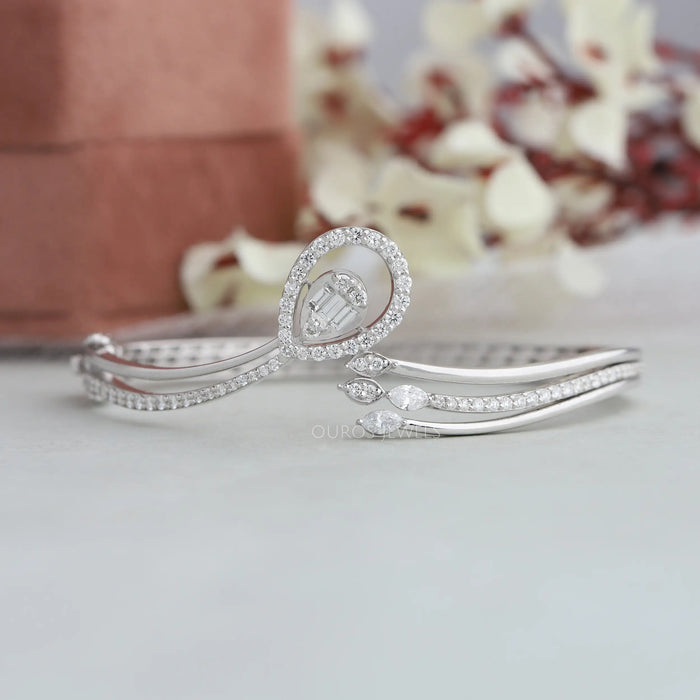 Eco-Friendly Round Diamond Cluster Bangle in sterling silver