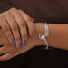 On hand look of Shining sterling silver bracelet made with lab created diamonds