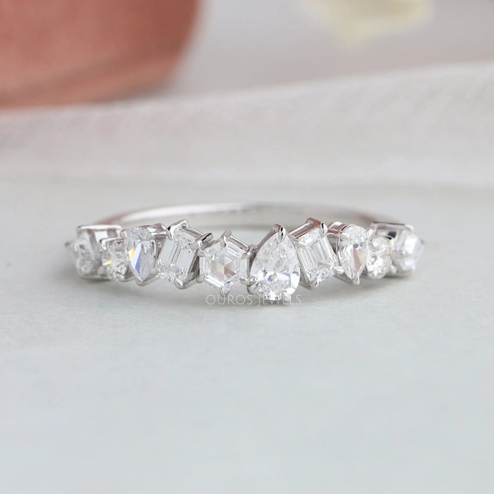 Multi shape lab diamond anniversary ring in 18k solid white gold