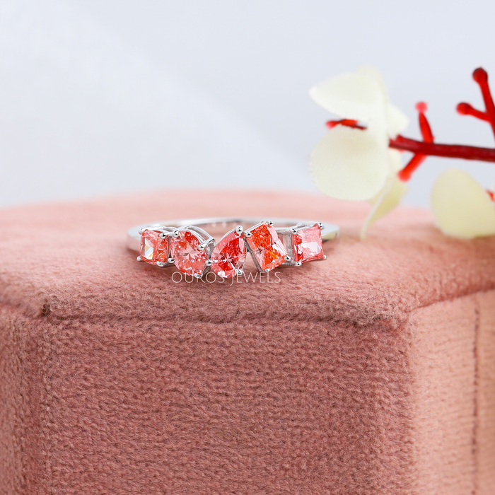[Pink Colored Lab grown Diamonds Of Wedding Band]-[Ouros Jewels]