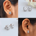 [Collage Of Different Views Of Cushion Cut Earrings]-[Ouros Jewels]