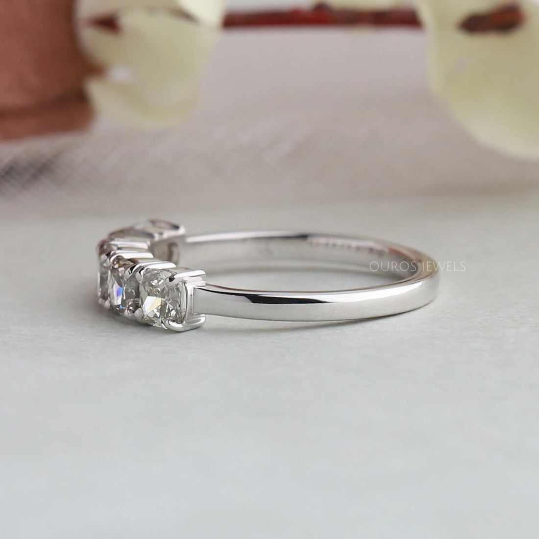 Olive Cushion Cut Wedding Band