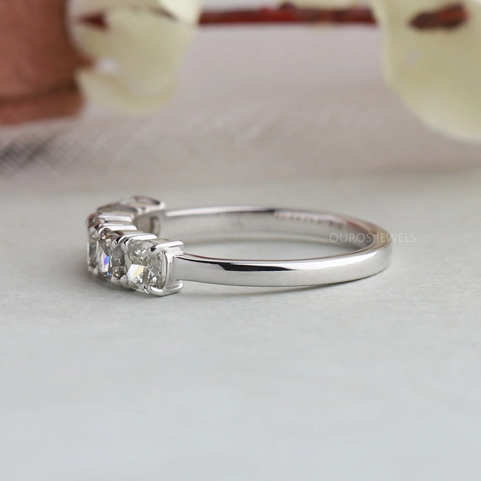 Olive Cushion Cut Wedding Band